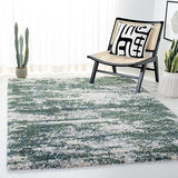 Berber Shag Area Rug 6' x 9' - Grey Blue & Cream Modern Abstract Design