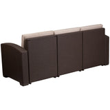 Flash Furniture Seneca Chocolate Brown Faux Rattan Sofa with All-Weather Beige Cushions