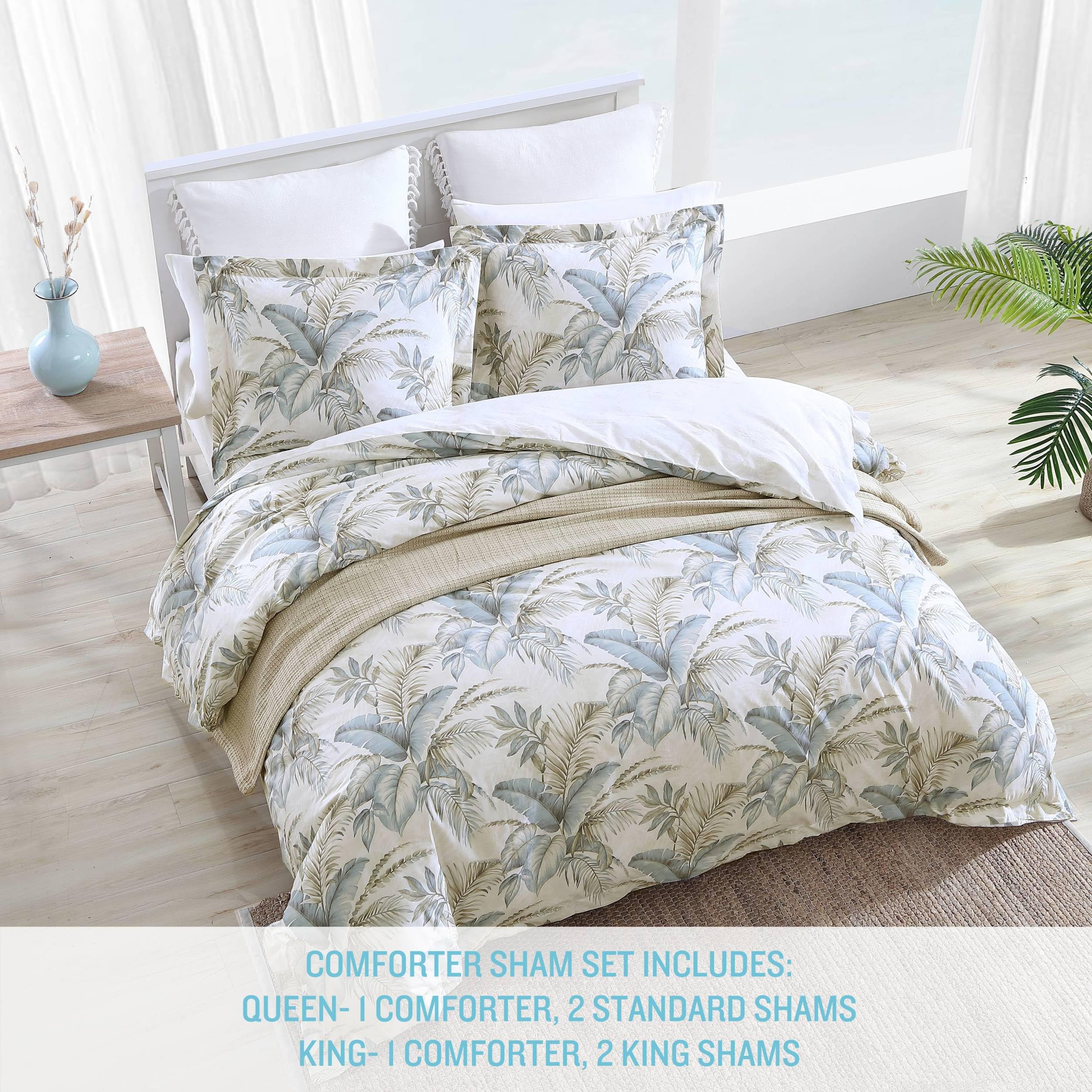 King Comforter Set - Soft Woven Bedding with Matching Pillowcases, 3 Piece (Bakers Bluff Blue)