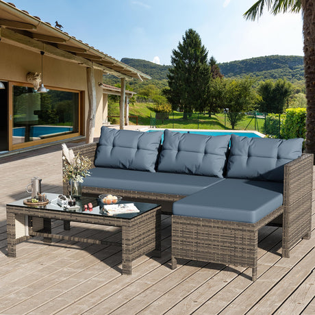 Outdoor Patio Furniture Sets, Wicker Patio sectional Sets 3-Piece