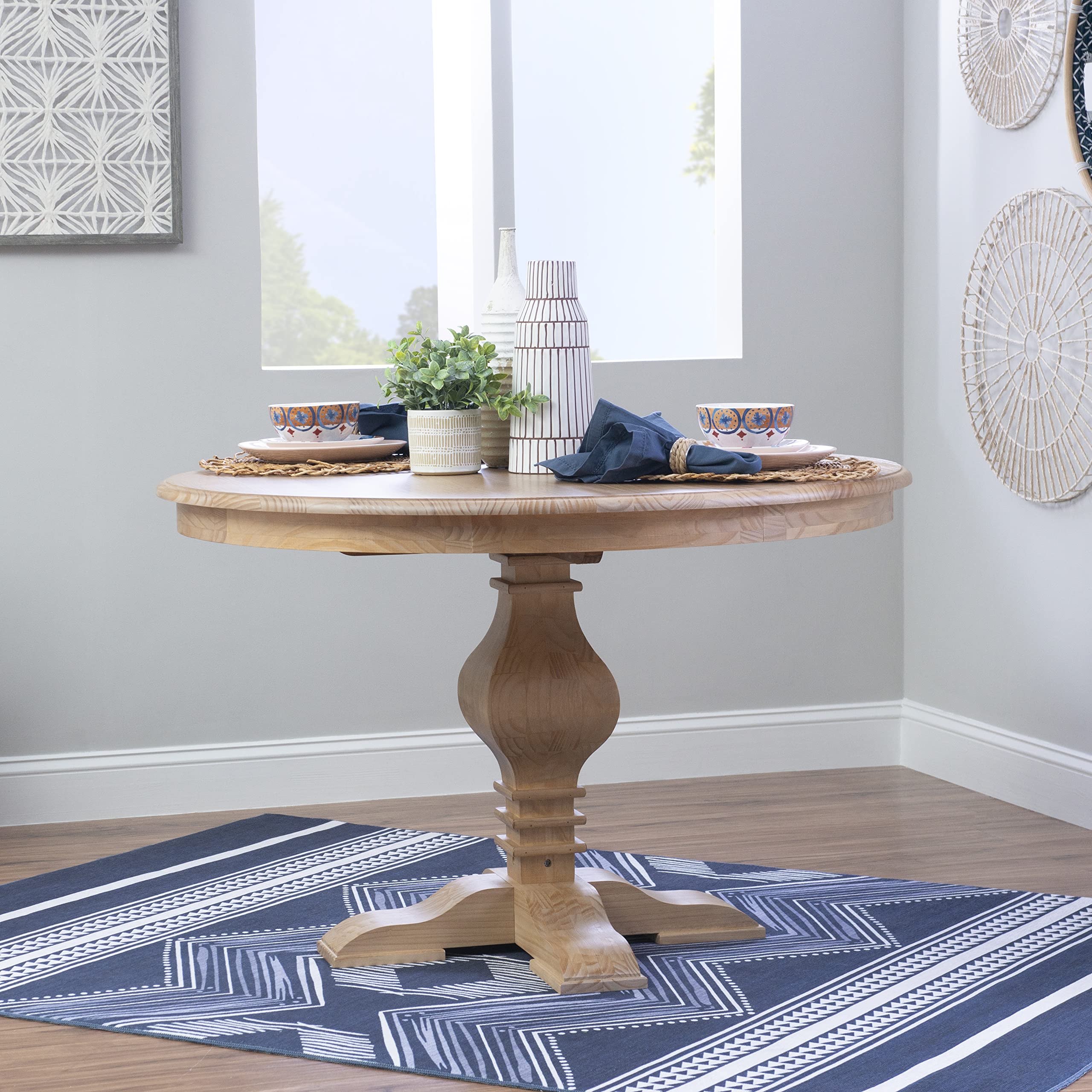 Rustic Honey Natural Pedestal Round Top Sophia Dining Table