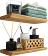 Floating Shelves Set of 2, Ash Wood Hanging Shelf with Invisible Brackets for Bathroom