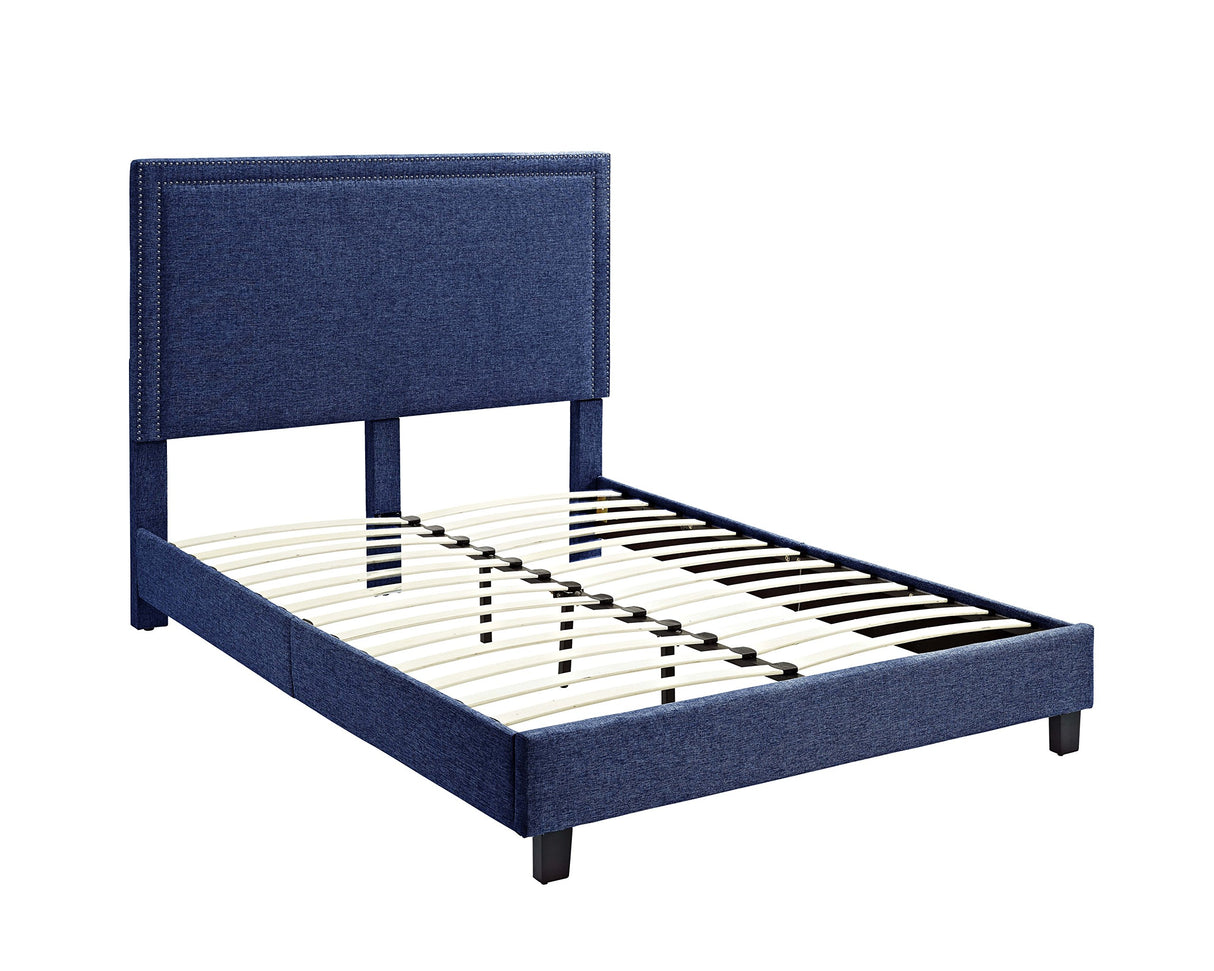 Grace Upholstered Queen Platform Bed, Blue