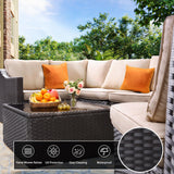 Outdoor Patio Furniture Set PE Rattan Conversation Sectional Sofa Set