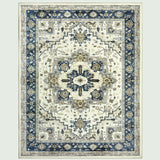 Large Area Rug for Living Room 9x12 - Machine Washable Soft Vintage Rug Oriental Area Carpet Thin Farmhouse Rugs Non Slip Floor Rug Low Pile Rug for Bedroom Dorm Office House Decor