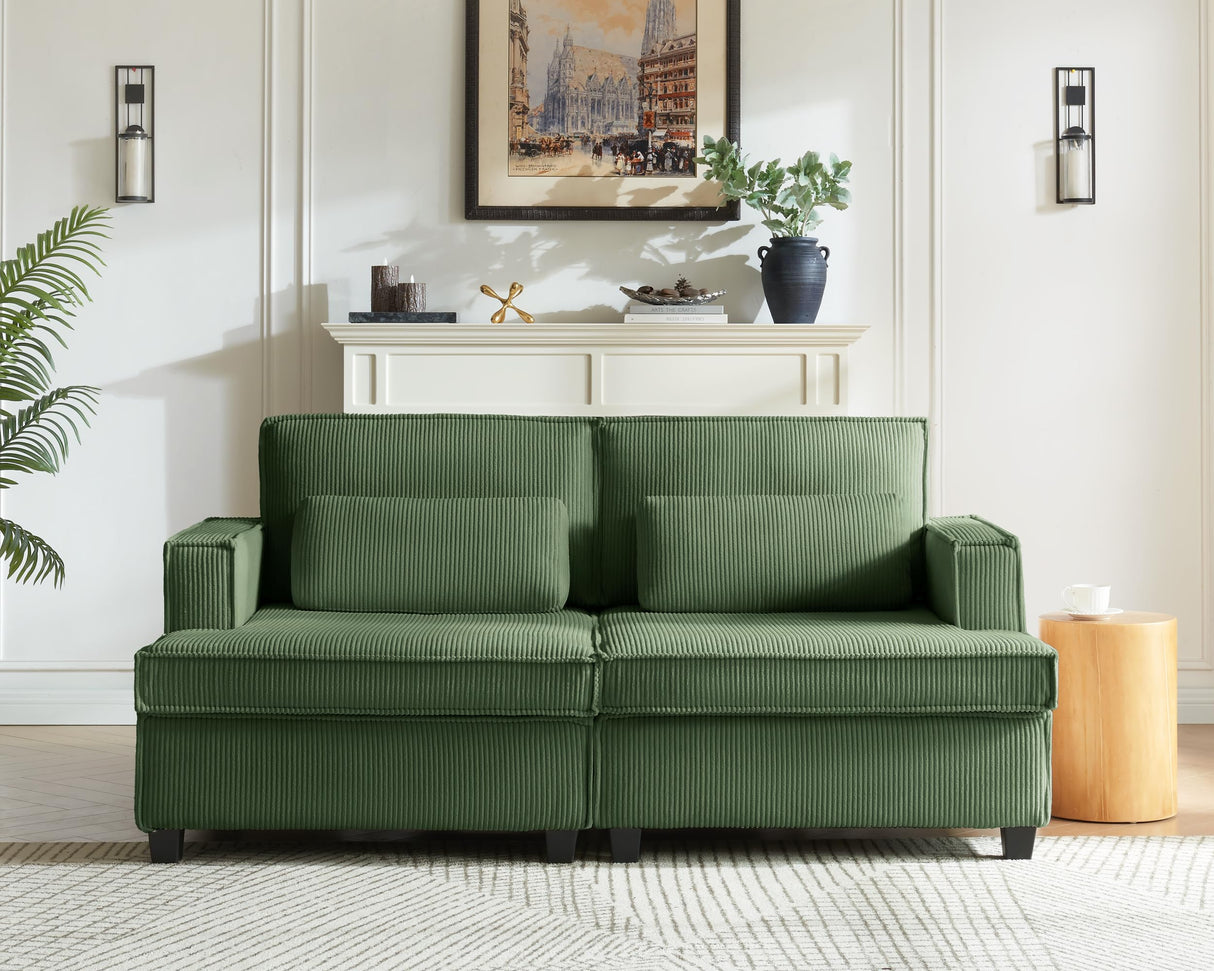 75" Oversized Loveseat Sofa, 2 Seat Comfy Corduroy Couch with Adjustable Seat Depth