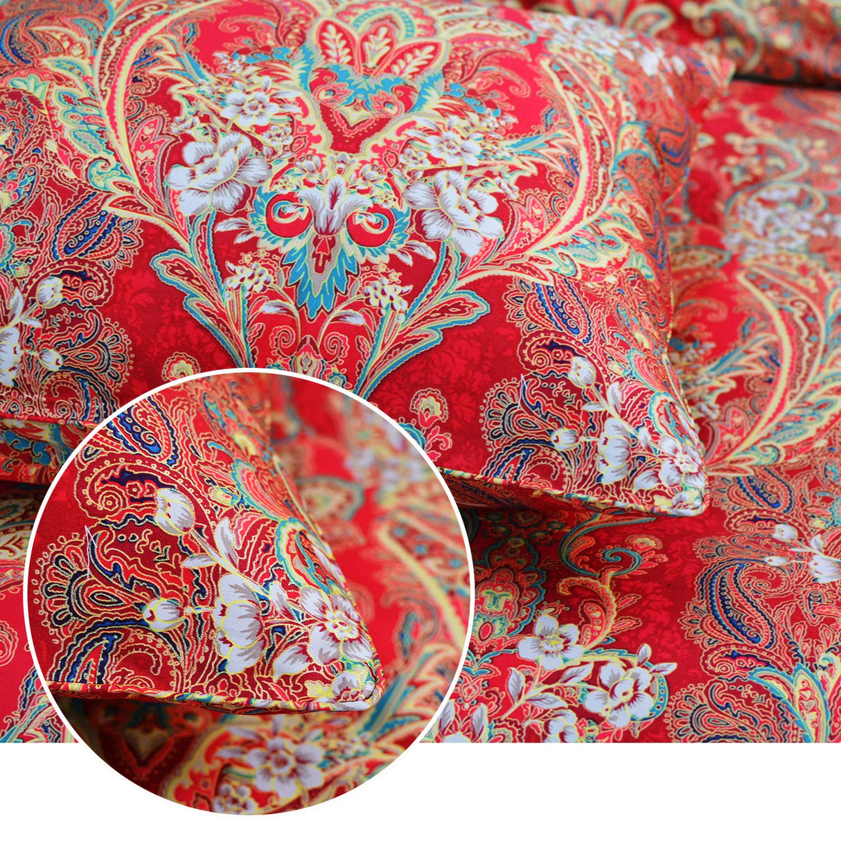 Luxury European Floral Bedding Bohemian Queen 3 Pcs Damask Paisley Pattern Baroque