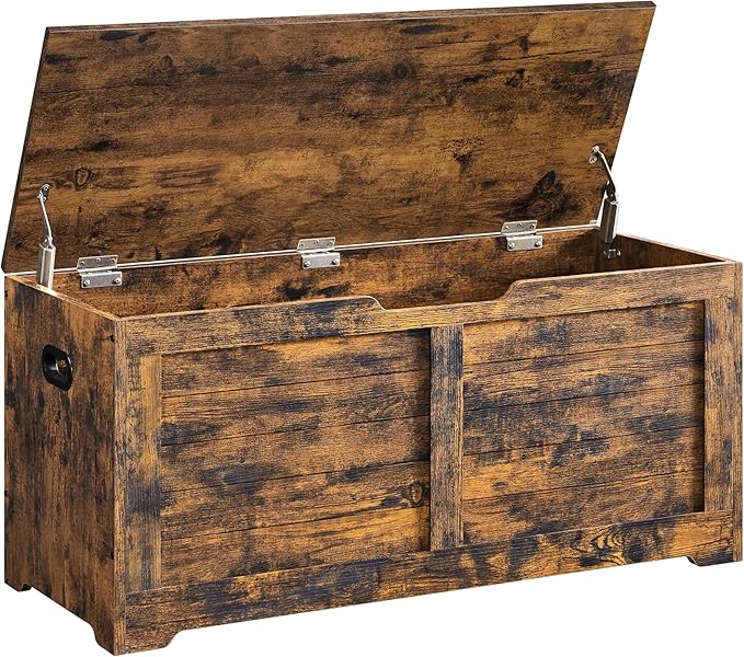 Storage Chest, Storage Trunk with 2 Safety Hinges, Storage Bench, Shoe Bench, Farmhouse Style, 15.7 x 39.4 x 18.1 Inches,