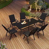 Outdoor Patio Dining Set with 8 Folding Portable Chairs and 1 Rectangle