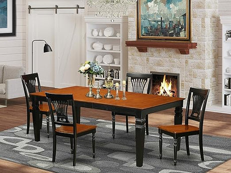 LGPL9-BCH-W Logan 9 Piece Set Includes a Rectangle Dining Room Table with Butterfly