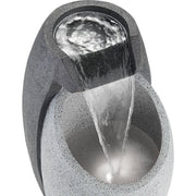 Waterfall Modern Outdoor Floor Water Fountain with LED Light Plug-in Gray Black