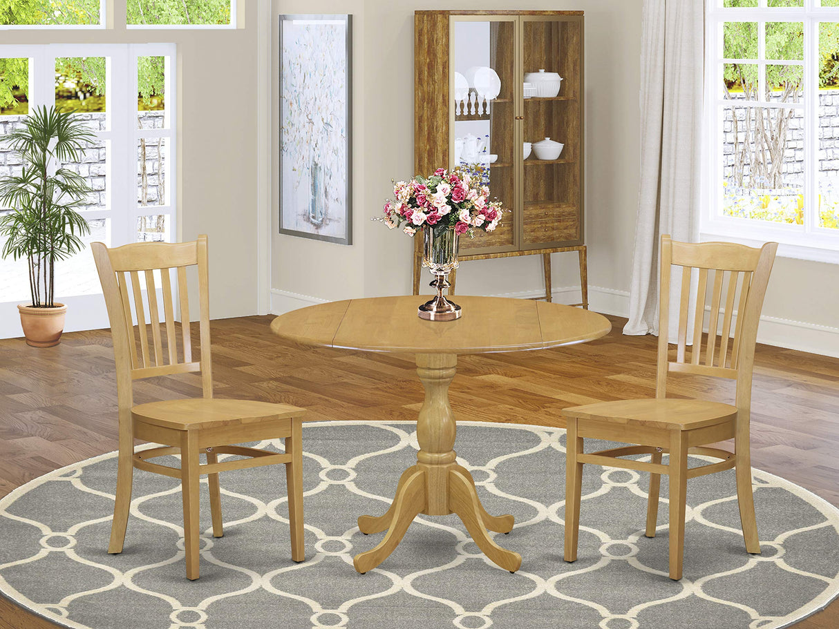 DMGR3-OAK-W 3 Piece Modern Dining Table Set Contains a Round Wooden