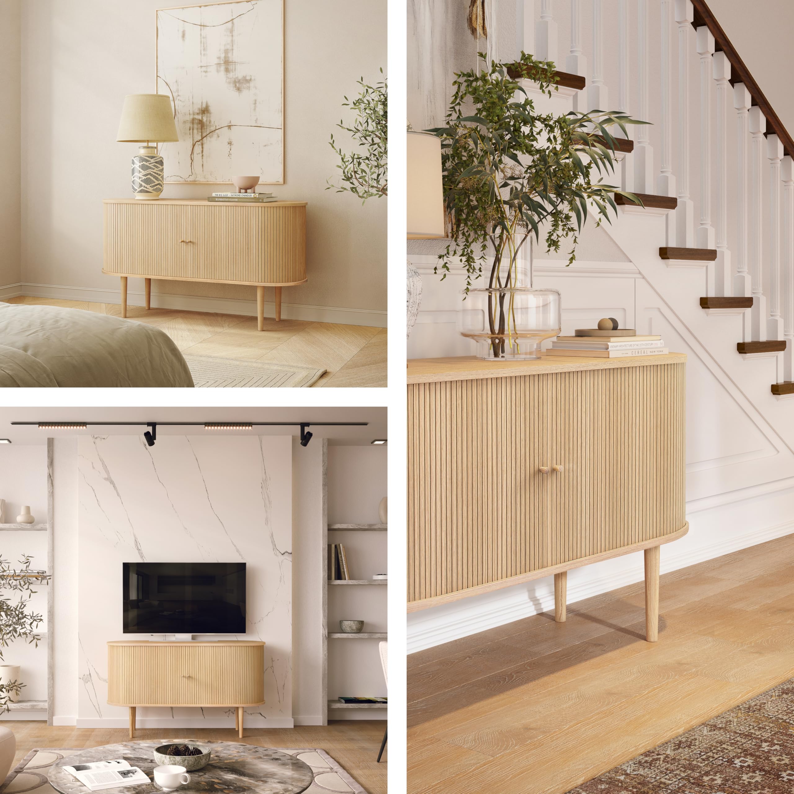 55'' Sideboard Storage Cabinet with Doors and Shelves - Credenza Storage Cabinet