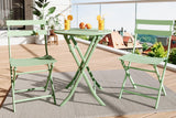 3-Piece Patio Bistro Sets, Outdoor Space-Saving Folding Bistro Table and Chairs, Patio Furniture Set with Strong Round Tube Metal Frame, Weather Resistant Conversation Set for Yard Garden, Green