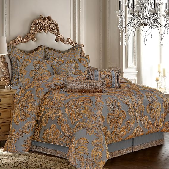 9-Piece King Comforter Set - European Jacquard Bedding with Shams & Bedskirt