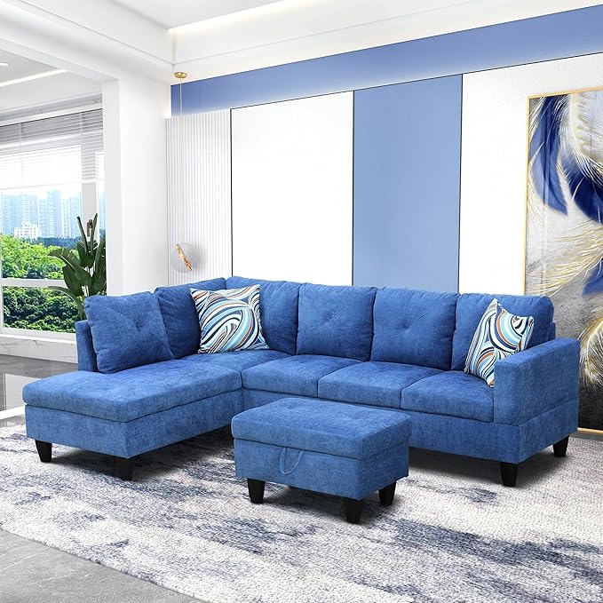 97" W Sectional Sofa with Chaise, Modular Sectional Sofa for Living Room