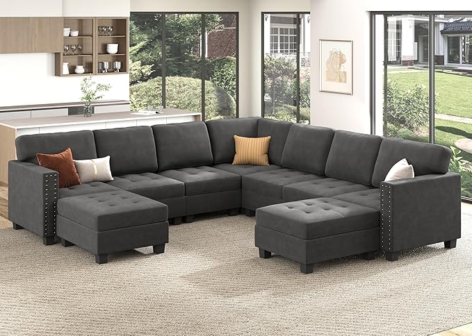 4-in-1 Convertible Sleeper Sectional Sofa with Adjustable Backrest – 7/8/9 Seaters