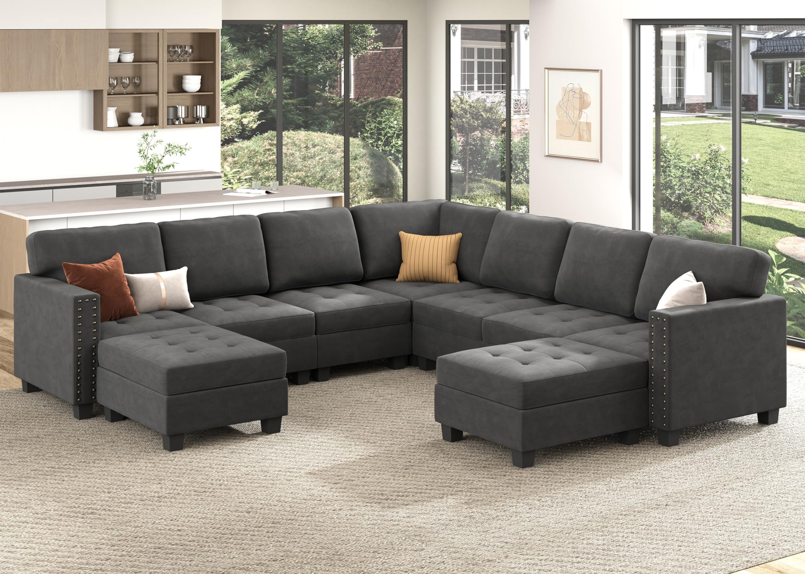 Convertible Sectional Couch, U Shaped Sectional Sofa