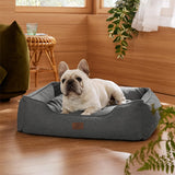 Bedsure Washable Dog Bed for Medium Dogs - Waterproof All-Season Foam Puppy Beds, Orthopedic Rectangle Cuddle Indoor Cat Beds with Removable Zipper Cover, 30x24x9inches, Grey