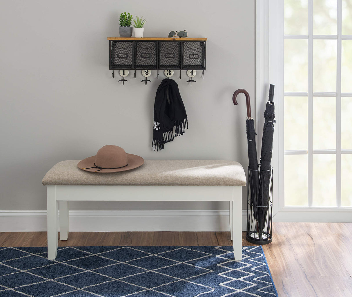 Company Jane White and Beige Dining Storage Compartment by Powell Bench