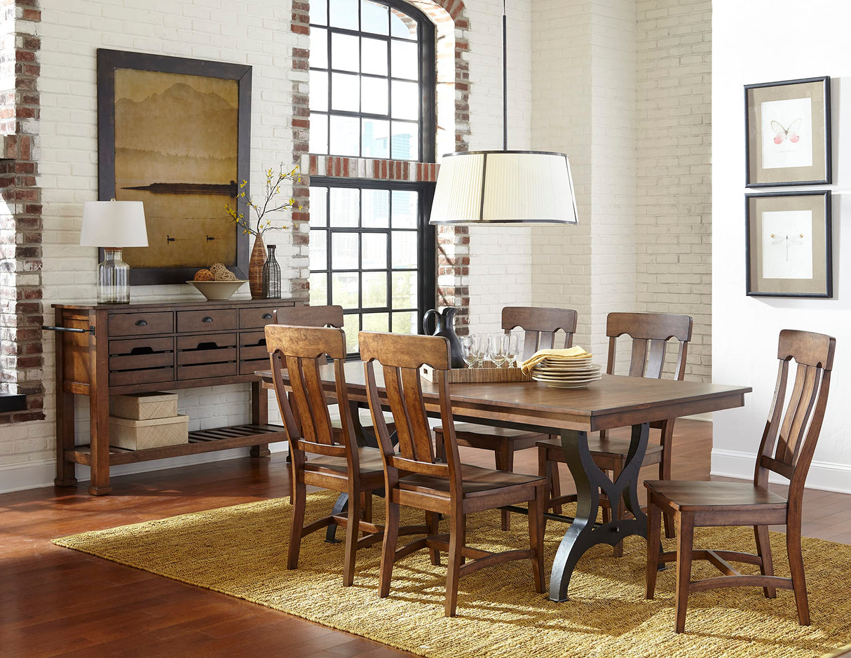 The District 78-96" Wide Storing Leaf, Copper Dining Tables