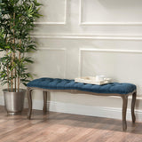 Christopher Knight Home Tassia Tufted Fabric Bench, Dark Blue