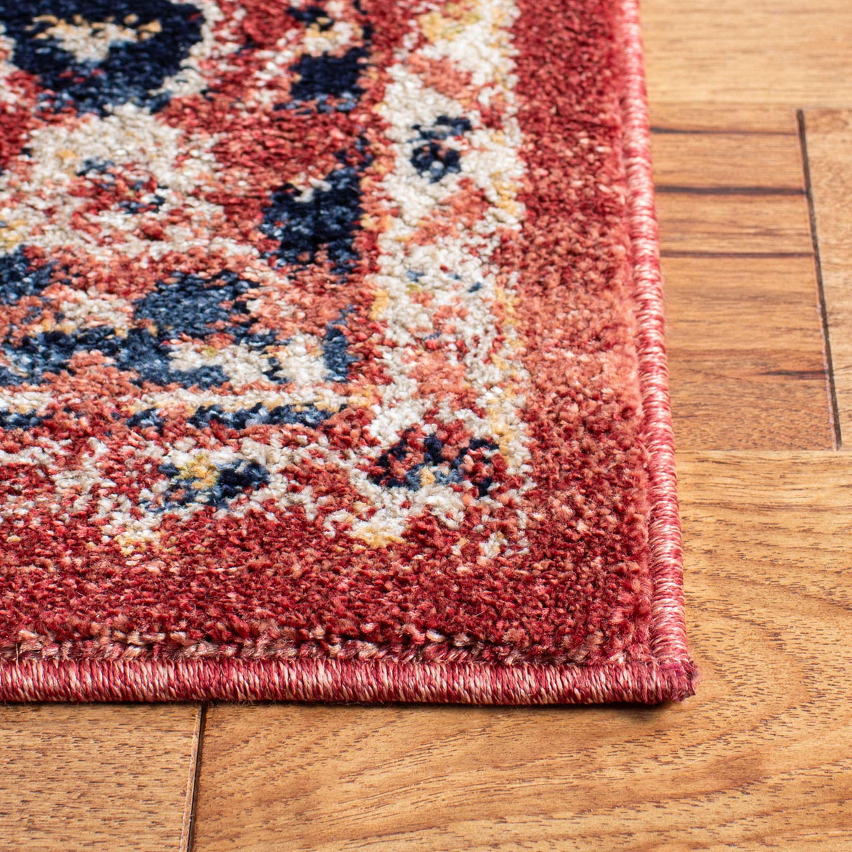 Charleston Collection 6'7" Square Red / Ivory CHL411Q Oriental Distressed Non