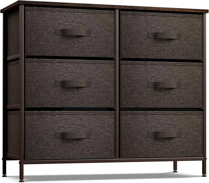 Dresser with 6 Faux Wood Drawers - Chest Organizer Unit with Steel Frame 9