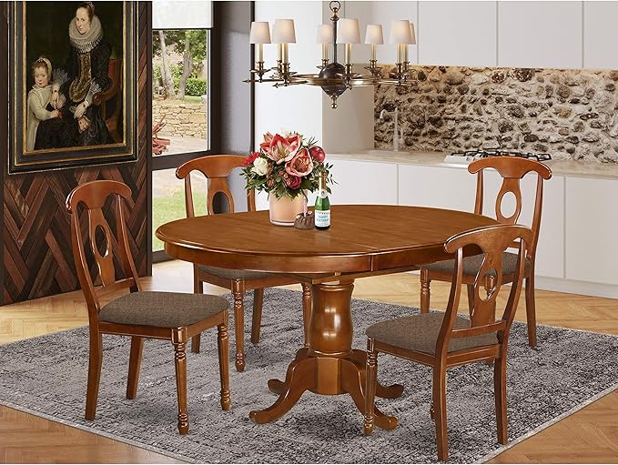 PONA7-SBR-C 7 Piece Modern Dining Table Set Consist of an Oval Wooden