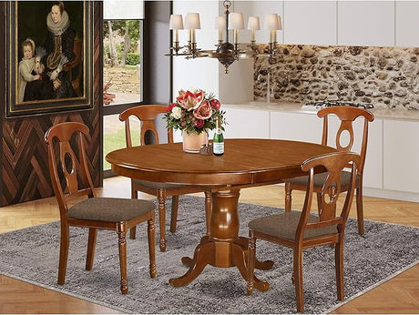 PONA7-SBR-C 7 Piece Modern Dining Table Set Consist of an Oval Wooden