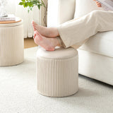 with Storage Set of 2, Velvet Round Storage Ottoman, Upholstered Sponge Vanity