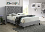 Amelia Velvet Tufted Queen Platform Bed in Gray