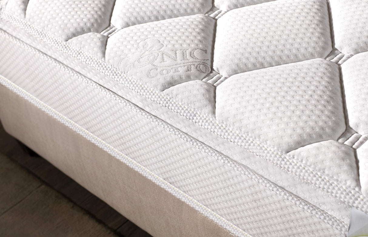 Organic Cotton - 12 Inch - Deluxe Sleep - Plush Euro Pillow Top - Cool Memory Foam & Pocket Spring Mattress