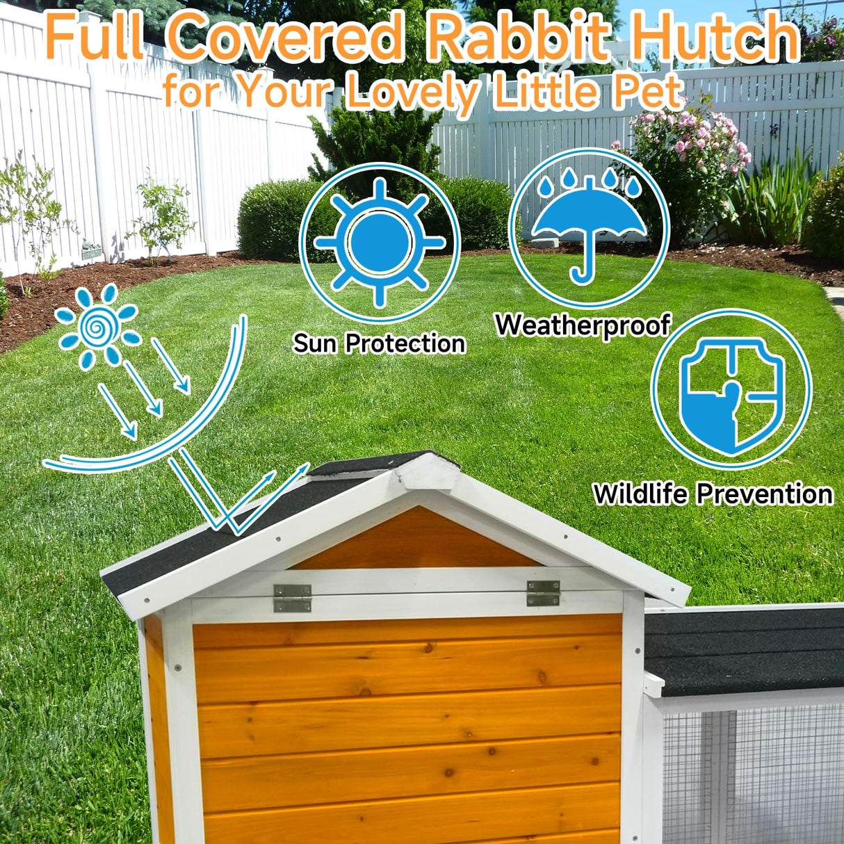 Rabbit Hutch Indoor and Outdoor 56.8" Guinea Pig Cage Chicken Coop Bunny Cage