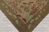 10x14 Handmade Wool Area Rug - Floral Beige & Sage