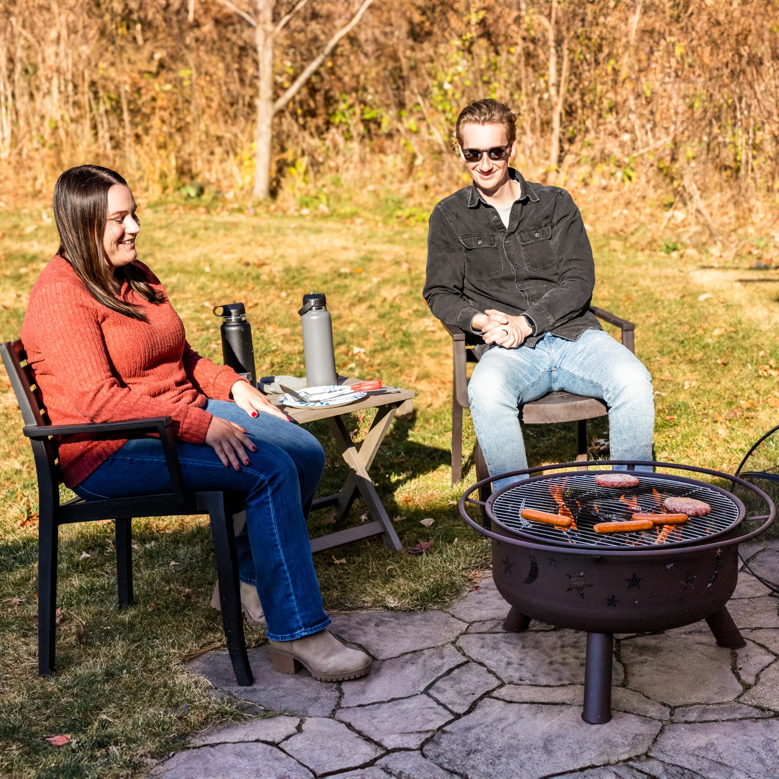 Cosmic 30-Inch Fire Pit with Cooking BBQ Grill Grate