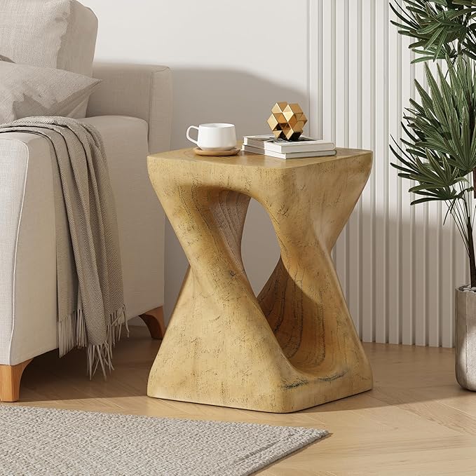 Outdoor Side Table,Hexagonal Archaistic End Table,Decorative Accent Table