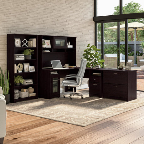 Cabot 60W L Shaped Computer Desk in Espresso Oak