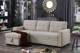 Shaped Corner Sleeper Sectional Sofa Modern Linen Upholstered Convertible Sofabed