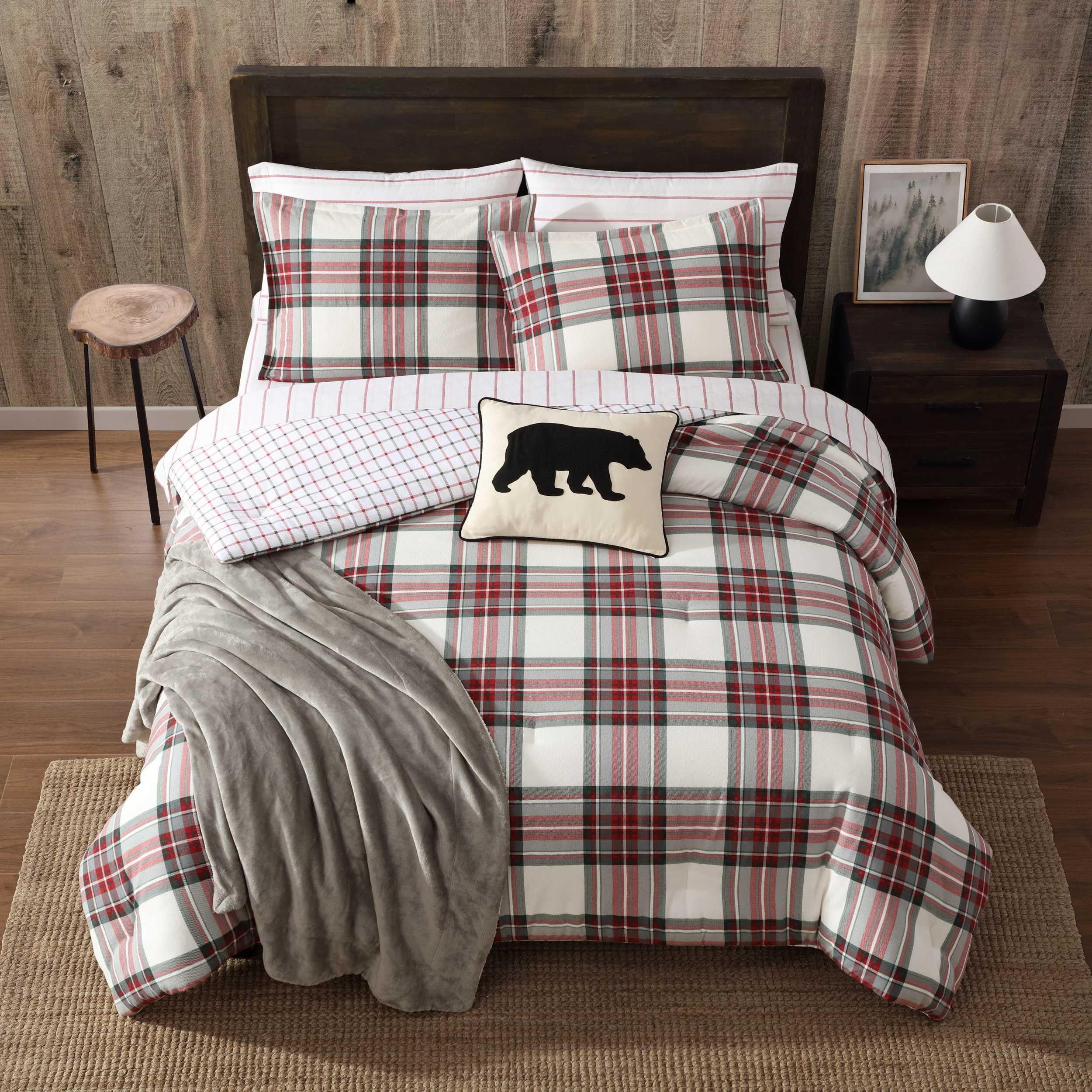 Queen Comforter Set - Soft Cotton Flannel 3-Piece Bedding with Pillowcases