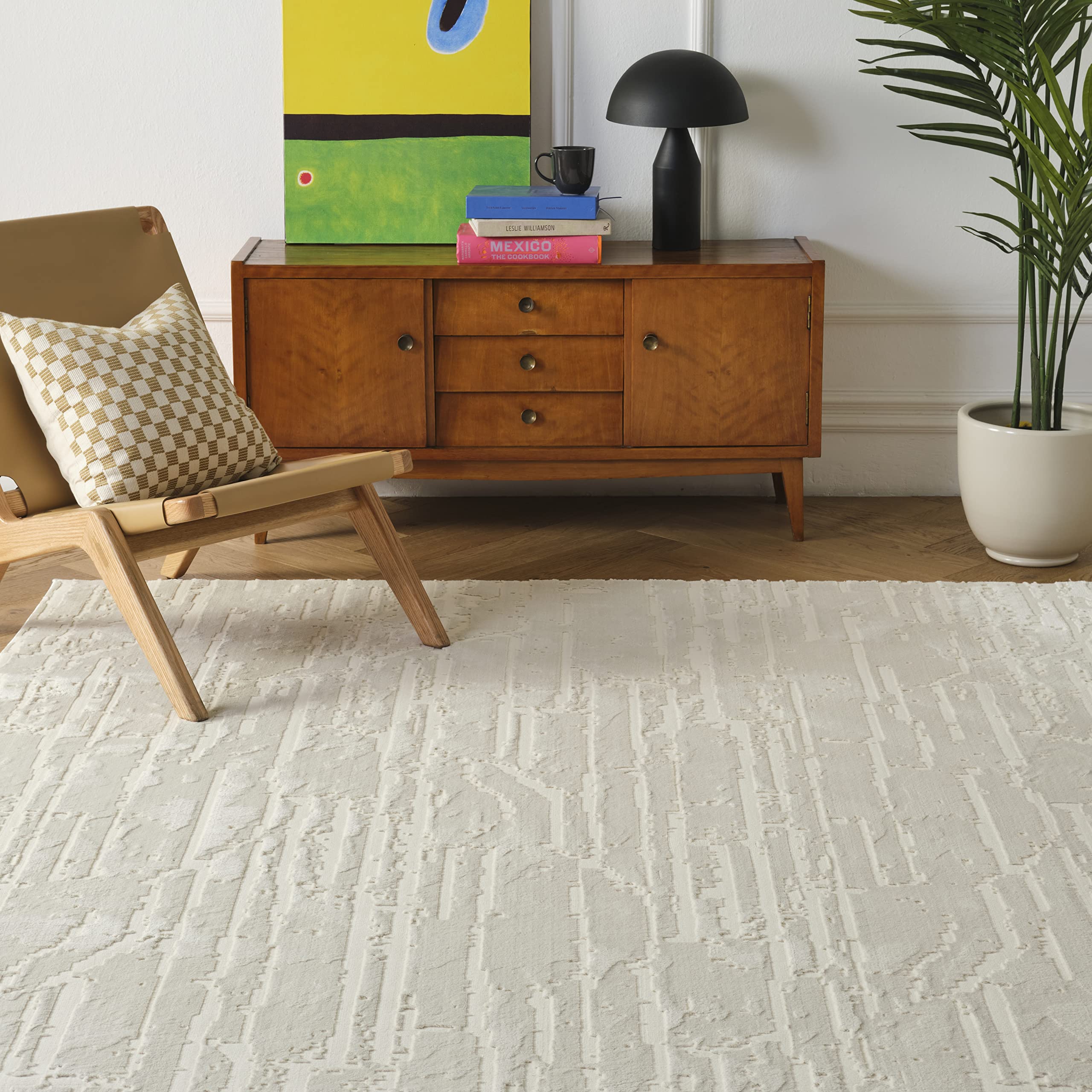 Ebb 8'x10’ Washable Area Rug for Living Room Bedroom - 100% Recycled Oeko-TEX Certified