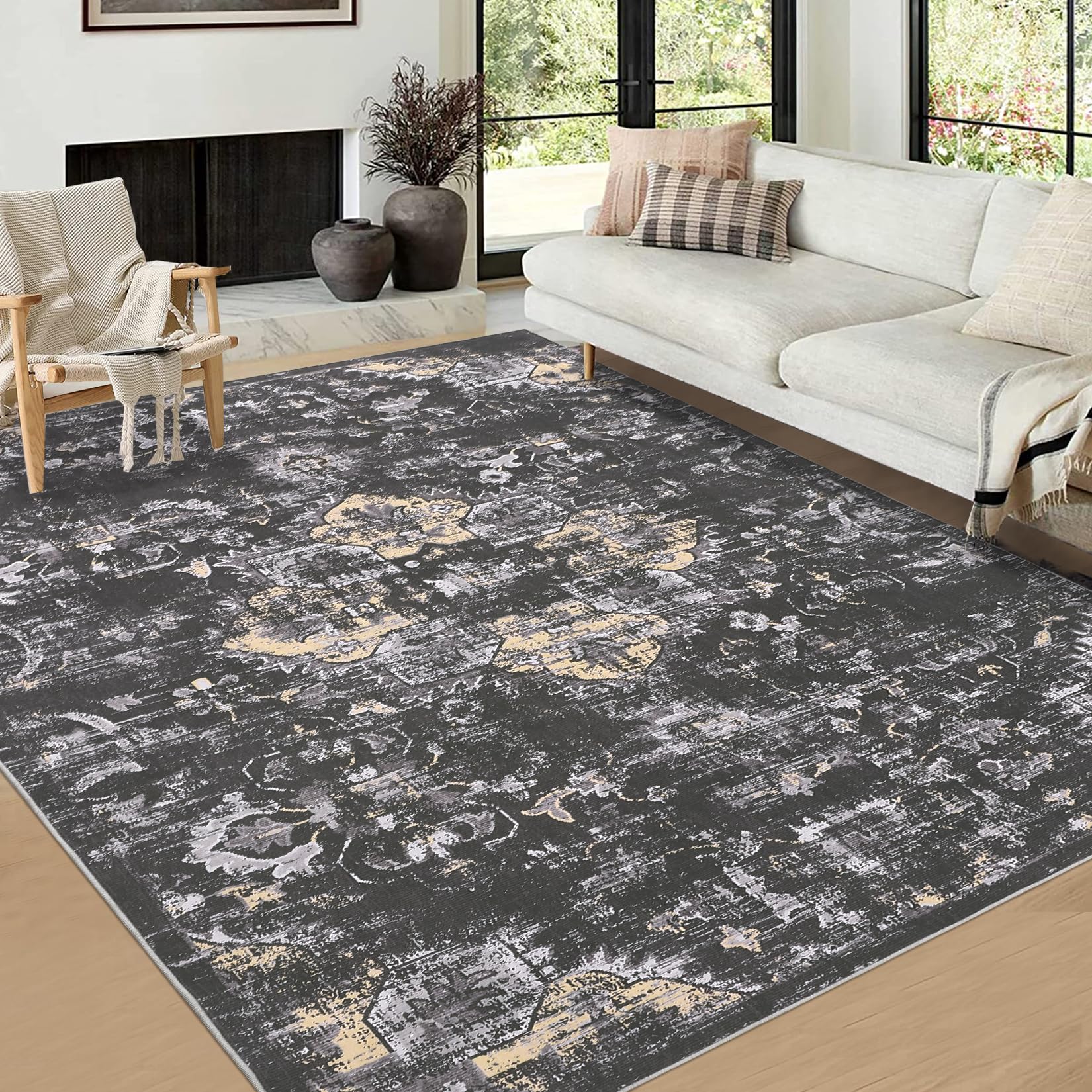 8x10 Rug Washable Rugs for Living Room Bedroom Office Nursery Distressed Vintage