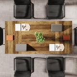 63-Inch Conference Table with Storage, Farmhouse Meeting Room Tables for 4-6 People,