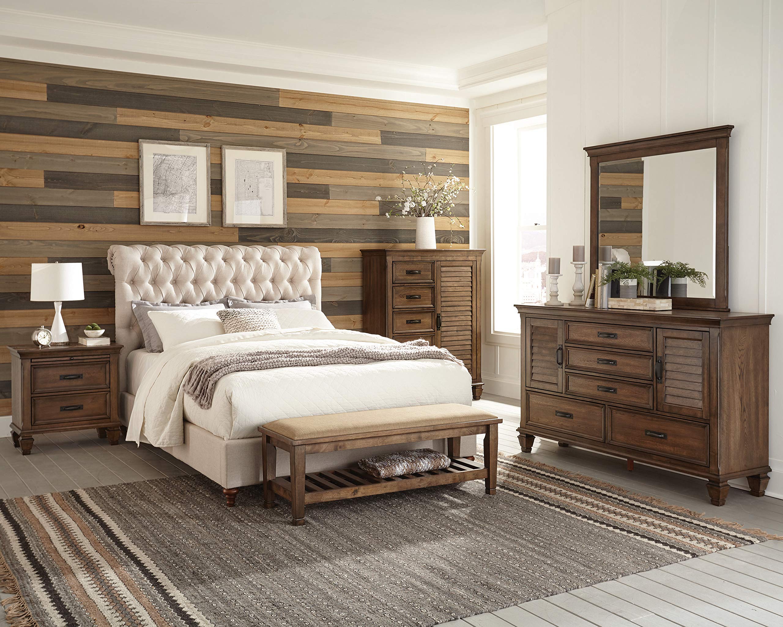 Devon Tufted Upholstered Bed Beige, Eastern King