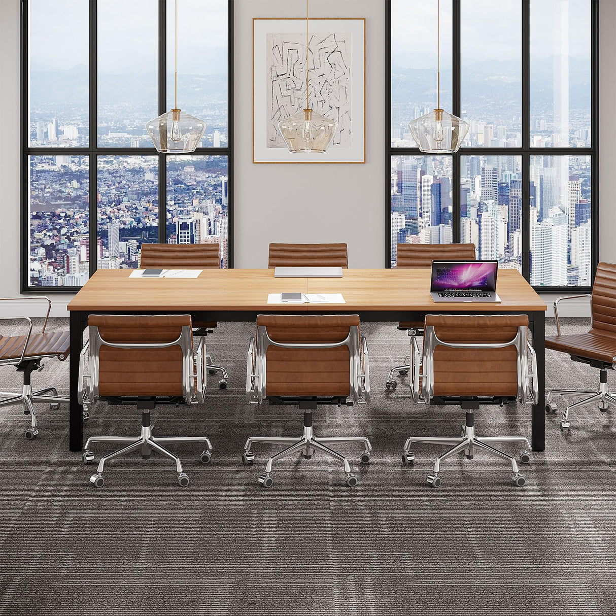 6.5 FT Conference Room Table, 78.74" W x 27.56" D Large Office Conference Table