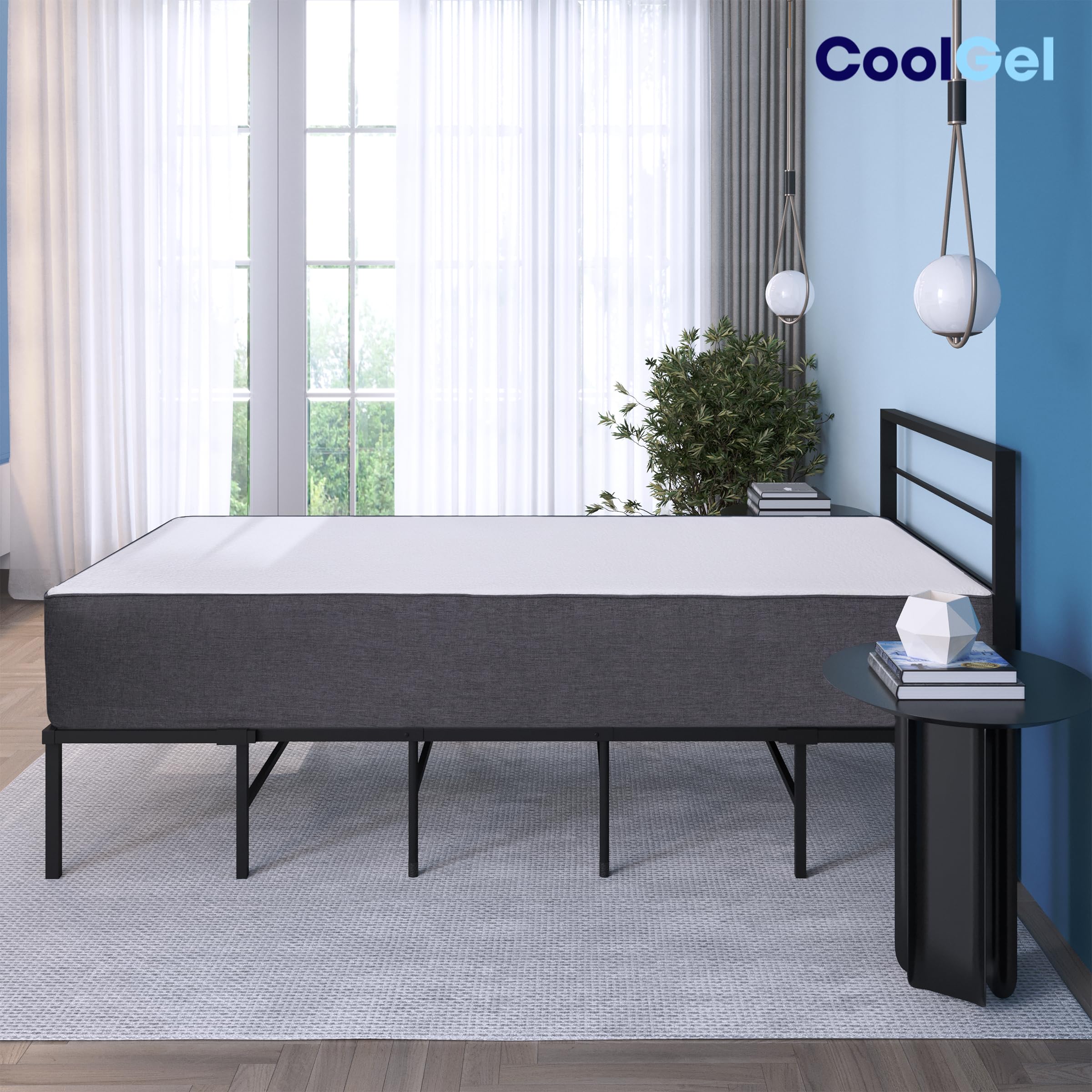 Hedva Metal Bed Frame with Mattress in a Box
