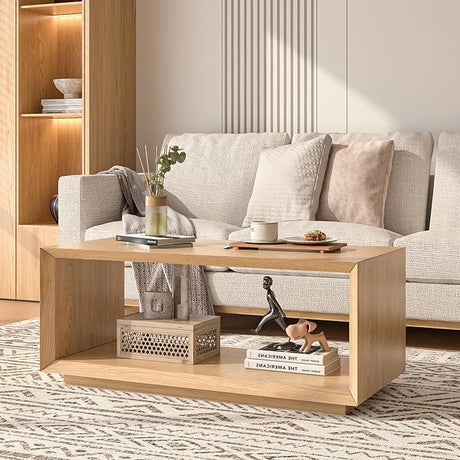 Coffee Table with Storage, Mid Century Modern, Rectangle Cocktail Tea Table