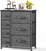 Fabric Dresser, Dresser for Bedroom with 5 Drawers, Wide Dresser Storage Tower Organizer Unit with Wood Top