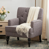 Tufted Club Chair with Lumbar Pillow,Upholstered Button Armchair,Accent Reading Chair