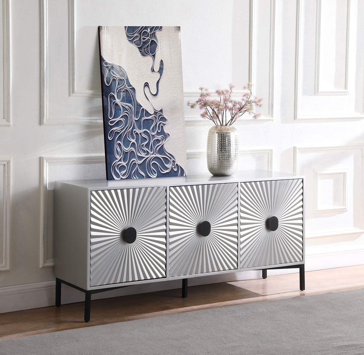 Glitz Collection Modern | Contemporary Antique Silver Sideboard/Buffet